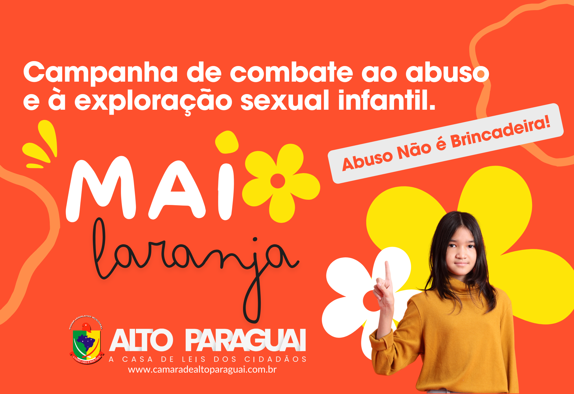 Banner Campanha Maio Laranja corporativo moderno laranja e amarelo 700 x 480 mm 1